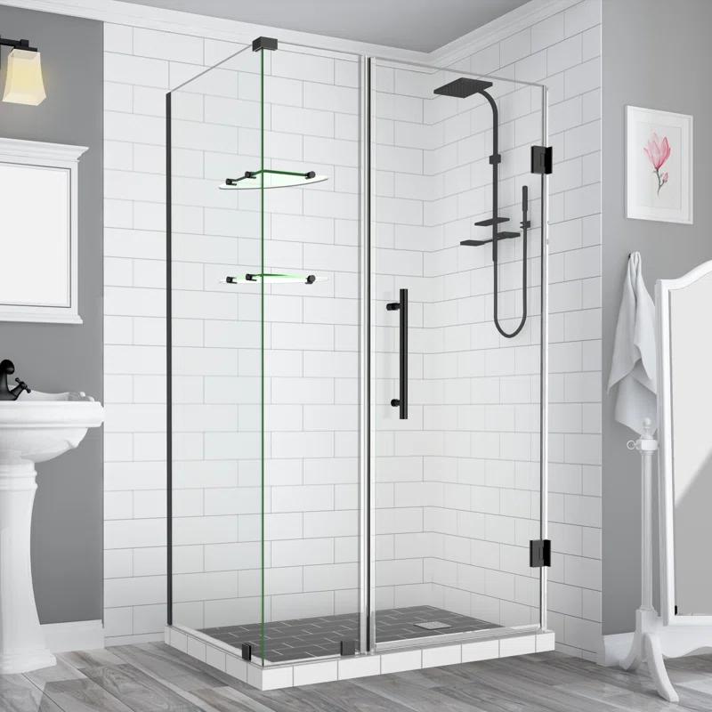 Aston SEN962EZ-MB-372336-10 Bromley GS Frameless 36.38" x 72" Rectangle Hinged Shower Enclosure