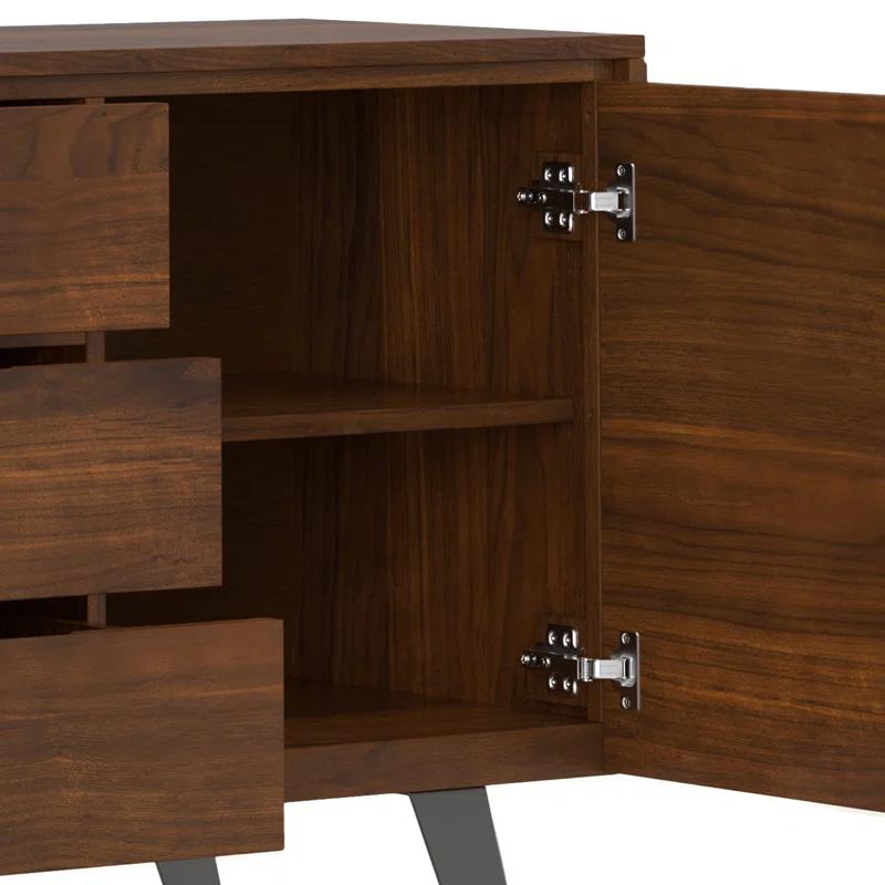 Simpli Home Lowry 60"W Solid Wood Modern Industrial 2-Door Sideboard Buffet with 3 Center Drawers
