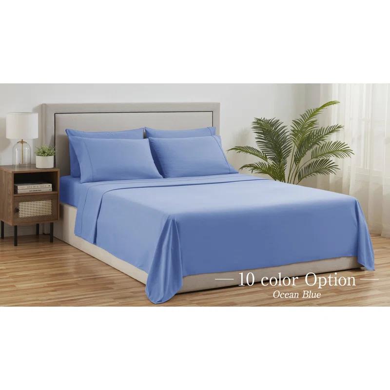 Bed Bath Fashions Bibb Home 2000 Count 6-Piece Rayon From Bamboo Sheet Set with Snug Grip