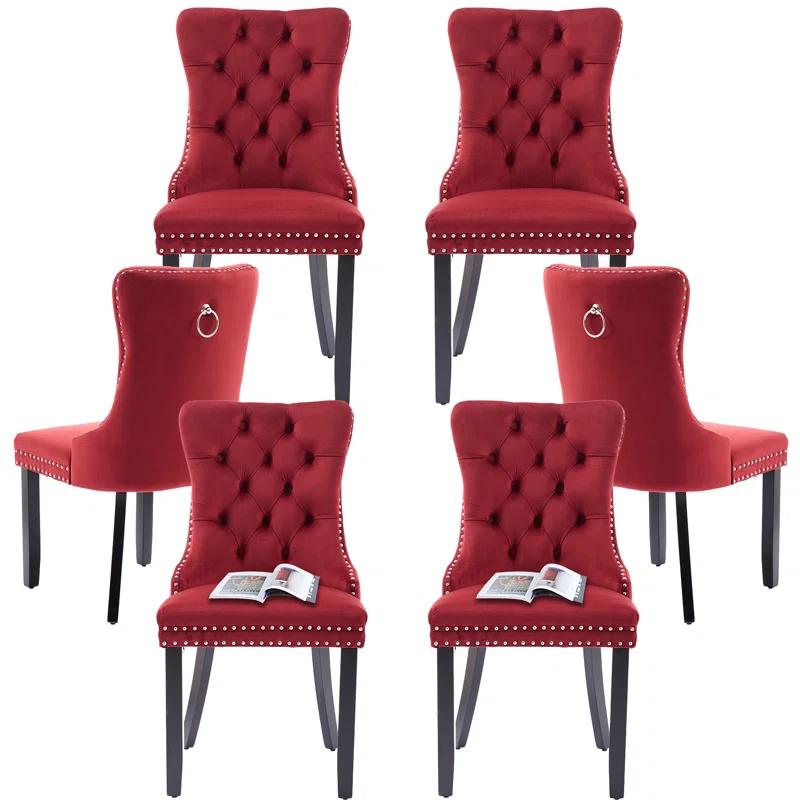 Rosdorf Park High-end Tufted Velvet Upholstered Nailhead Dining Chair