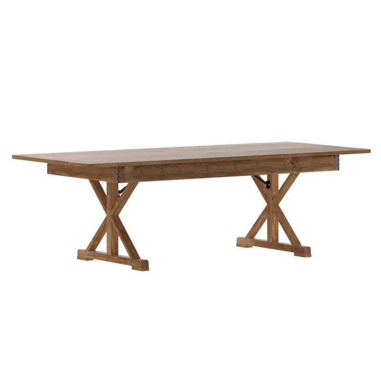 Flash Furniture Eternity Rectangular Solid Pine Farm Dining Table with Folding X-Style Legs