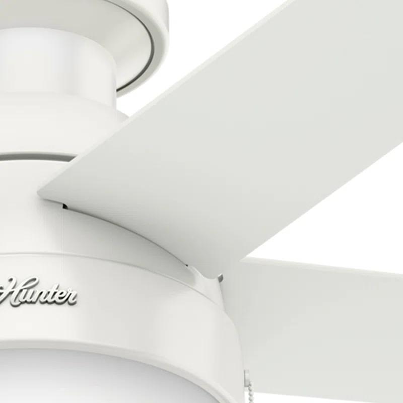 46" Anslee 5 - Blade LED Flush Mount Ceiling Fan with Pull Chain and Light Kit Included