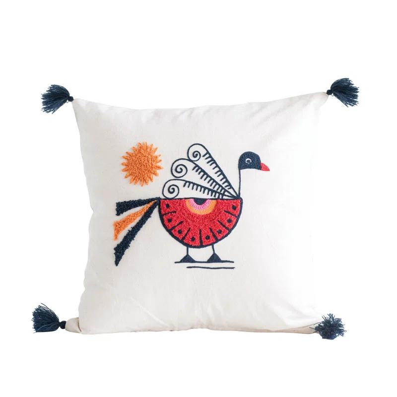 Bloomingville Embroidered Cotton Throw Pillow