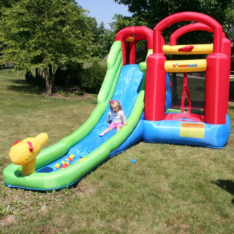 Bounceland Inflatable 8.5' x 17.5' Bounce House Water Slide and Air Blower