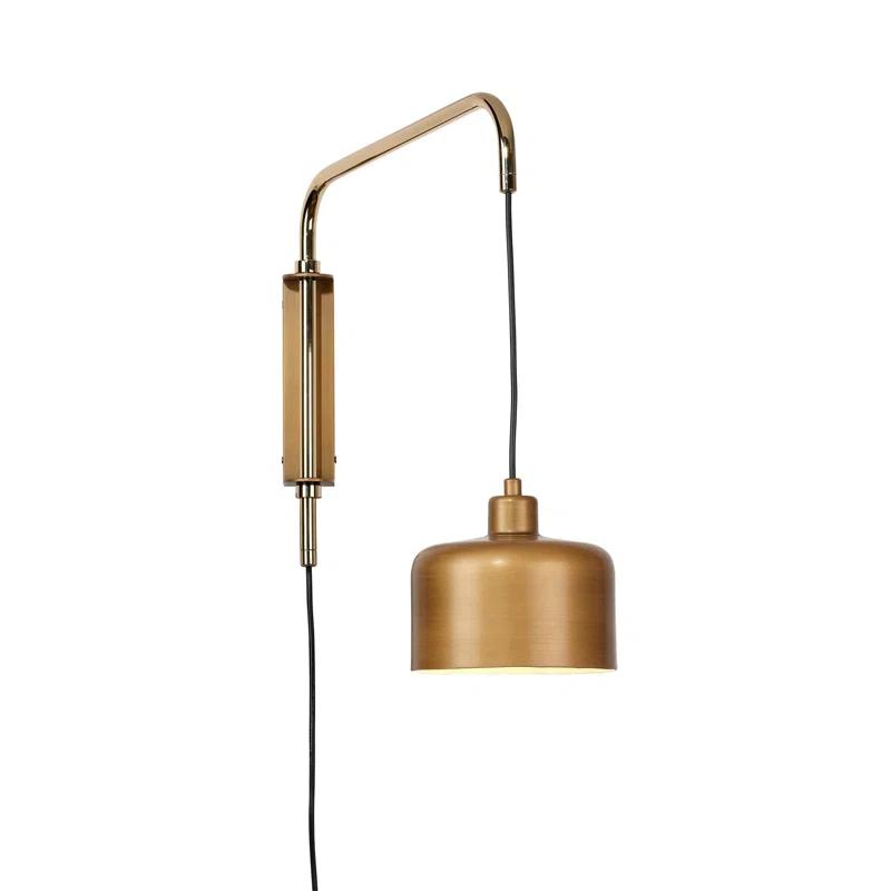 Jamie Young Company Jeno Solid Brass Plug-in Swing Arm Sconce