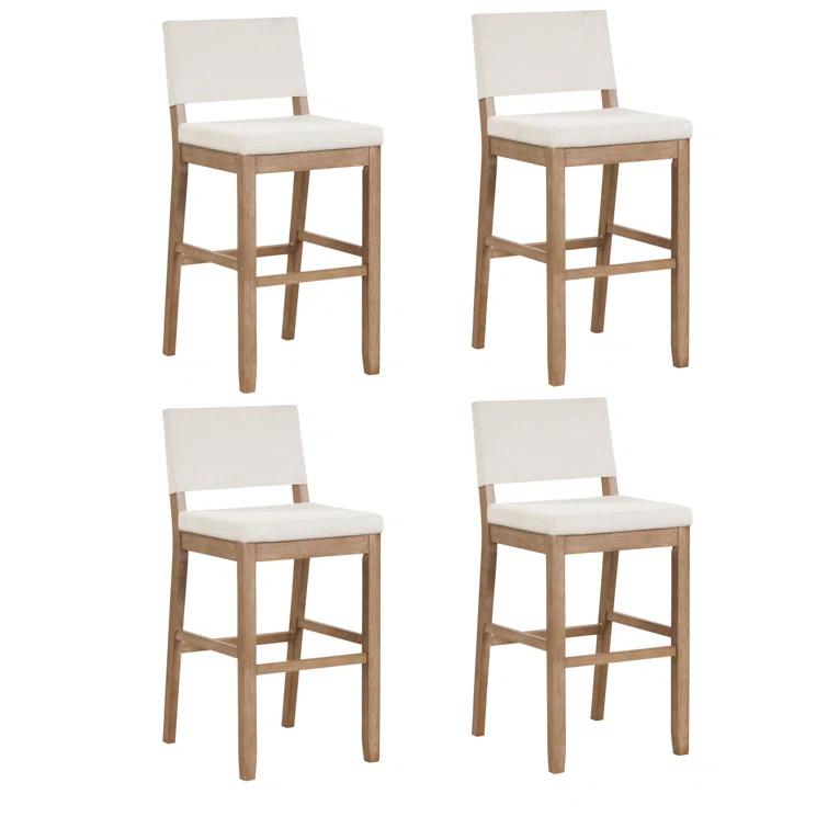 Nathan James Upholstered Counter Stool with Solid Wood Frame (Set of 4)