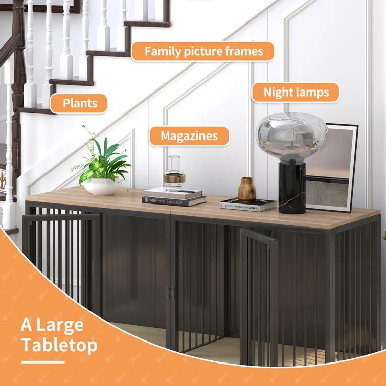 Tucker Murphy Pet™ Large Dog Crate Furniture for 2 Dogs, 71.6'' Steel Frame Dog Crate with Double Doors, Heavy Sturdy Dog Kennel