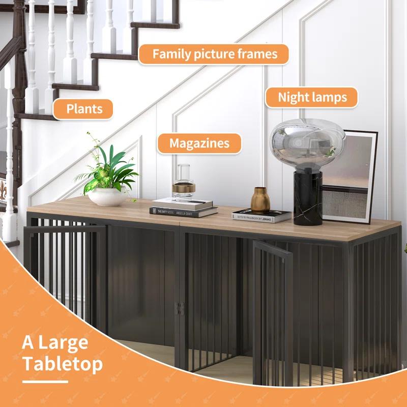 Tucker Murphy Pet™ Large Dog Crate Furniture for 2 Dogs, 71.6'' Steel Frame Dog Crate with Double Doors, Heavy Sturdy Dog Kennel