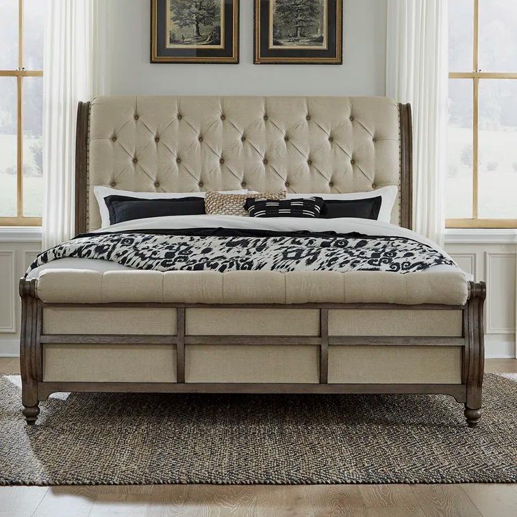 Lark Manor™ Aisja Upholstered and Tufted Sleigh Bed