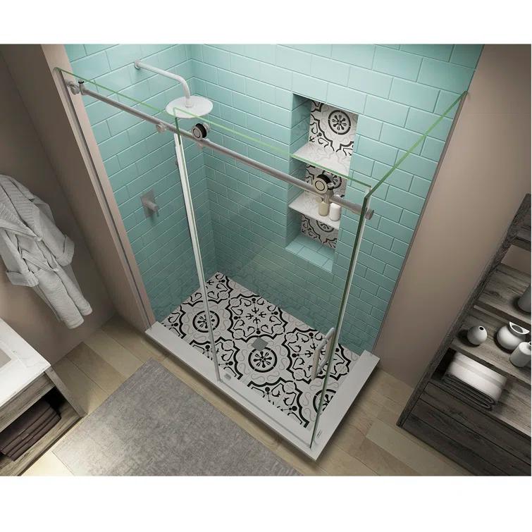 Aston Coraline XL 52" - 56" W x 32" D x 80" H Frameless Rectangle Sliding Shower Enclosure SEN984EZ.UC-SS-563280-R