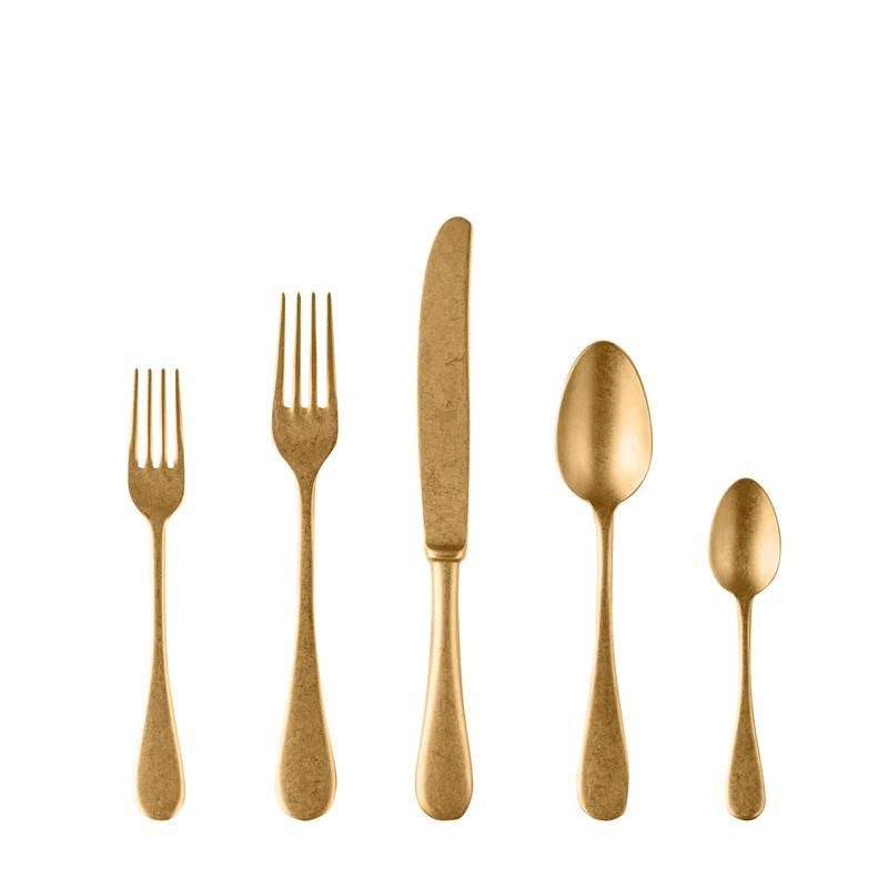 Vintage 5 piece Flatware set by Mepra - Gold