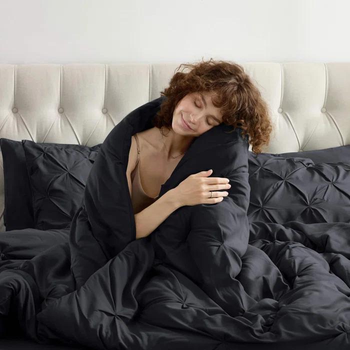 Nestl Bed-in-A-Bag Pleated Comforter Set with Bed Sheets