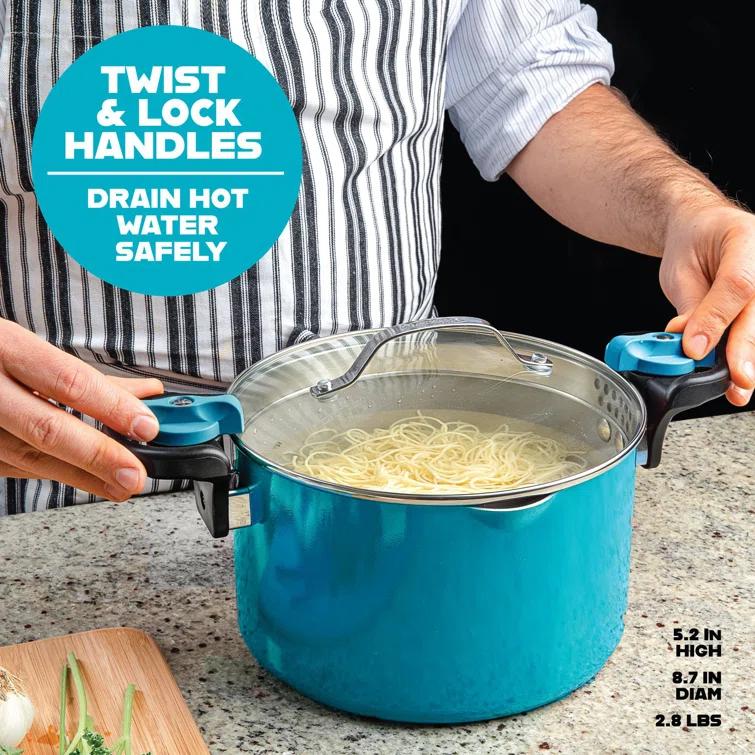 Gotham Steel Gotham Steel Stock Multipurpose Pasta Pot with Strainer Lid & Twist and Lock Handles