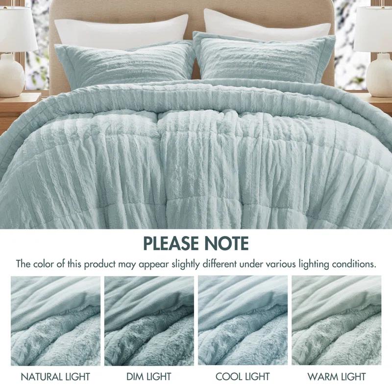 Madison Park Duke Faux Fur Ultra-Soft 3 Piece Comforter Set