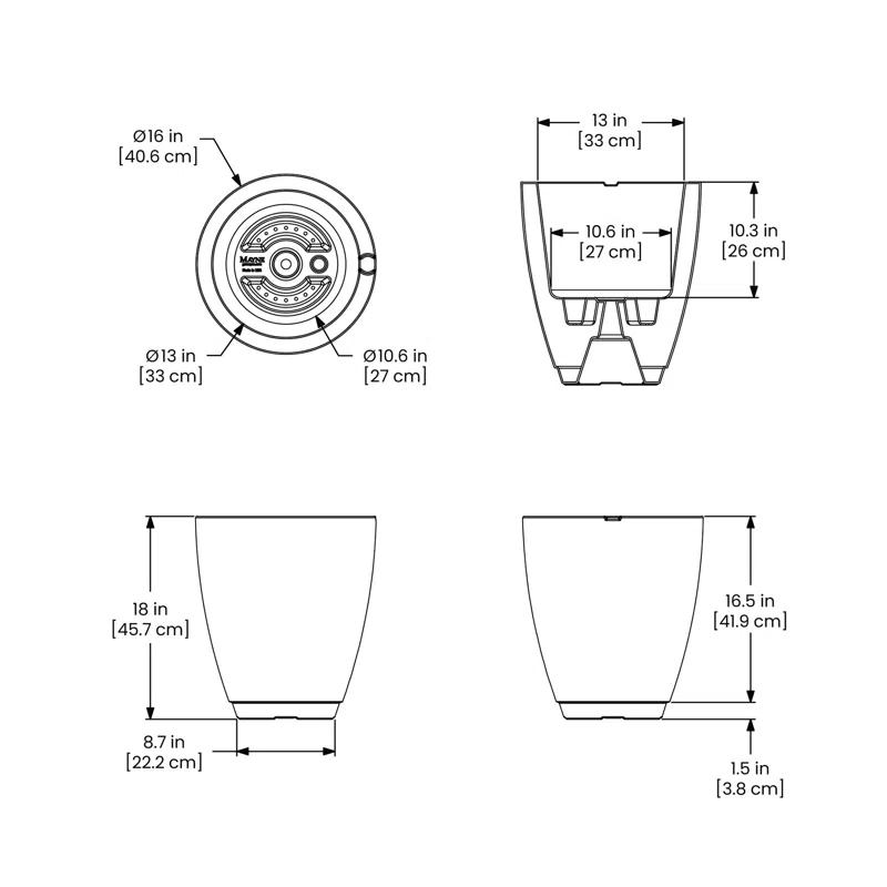 Mayne Inc. Caprio Tall Resin Pot Planter with Water Reservoir