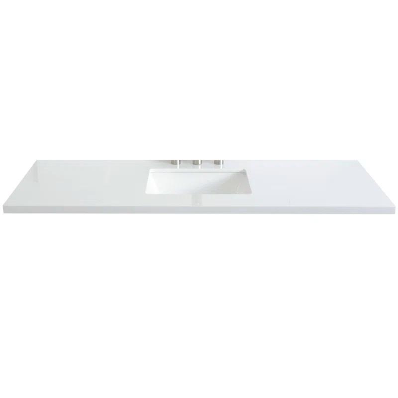 Bellaterra Home 61 in. White Quartz Top with Single White Ceramic Rectangular Sink