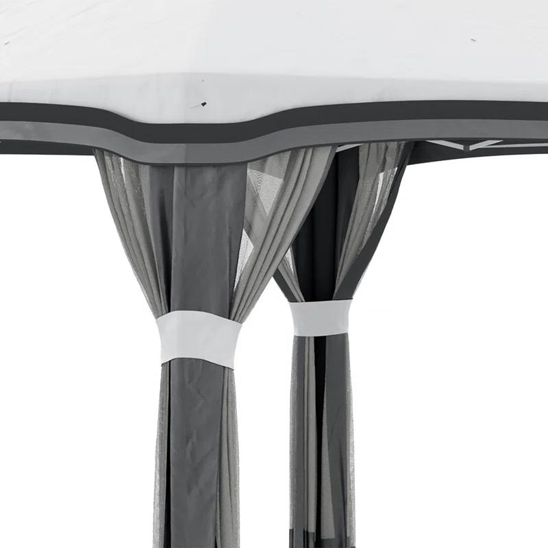 junzc Outsunny 10' X 10' Pop Up Canopy Tent With Netting, Instant Tents For Parties, Height Adjustable, With Wheeled Carry Bag And 4 Sand Bags For Outdoor, Garden, Patio