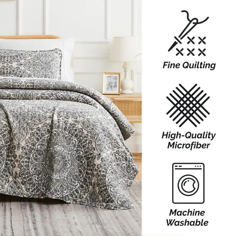 SouthShore Fine Linens Ashanti Oversized easy care lightweight Quilt Set by Southshore Fine Linens & Reviews | Wayfair