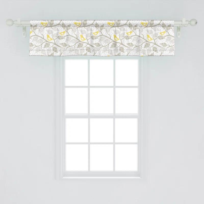 Ambesonne Ambesonne Grey and Yellow Valance Pack of 2 Tree and Birds