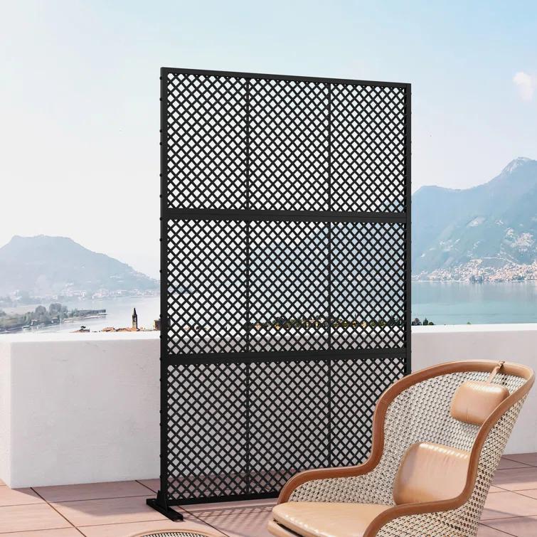 UIXE 72.05''H x 47.75''W Wicker Privacy Metal Screen Fence Panel Double Colored Screen