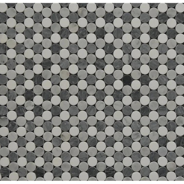 La Maison en Pierre Penny Rounds 1" x 1" Marble Mosaic Wall & Floor Tile