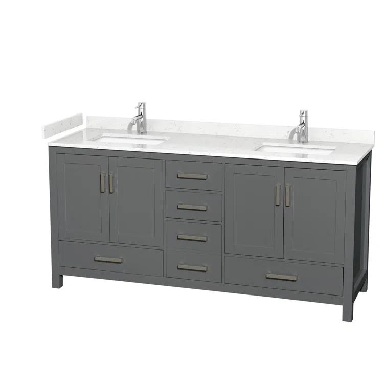 Wyndham Collection Sheffield 72" Freestanding Double Bathroom Vanity with Cultured Marble Top & Reviews | Wayfair