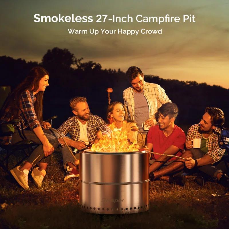Ebern Designs Stainless Portable Smokeless Outdoor Fire Pit With Bag–for Outdoor Ambiance, Camping, and Backyard Gatherings