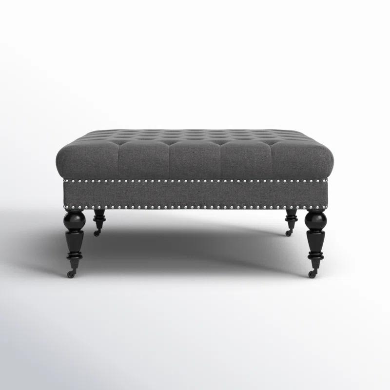 Kelly Clarkson Home Landis 35" Nailhead Trim Tufted Upholstered Ottoman
