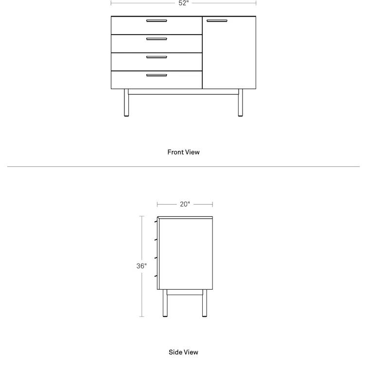 Shale 4-Drawer 1-Door Light Walnut Credenza Sideboard