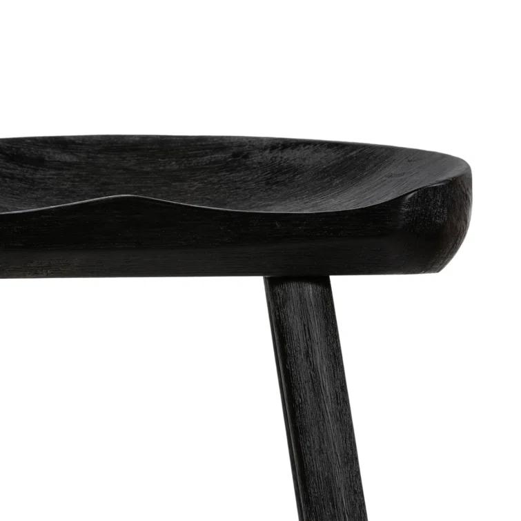 Contemporary Matte Black Solid Wood & Iron Bar Stool
