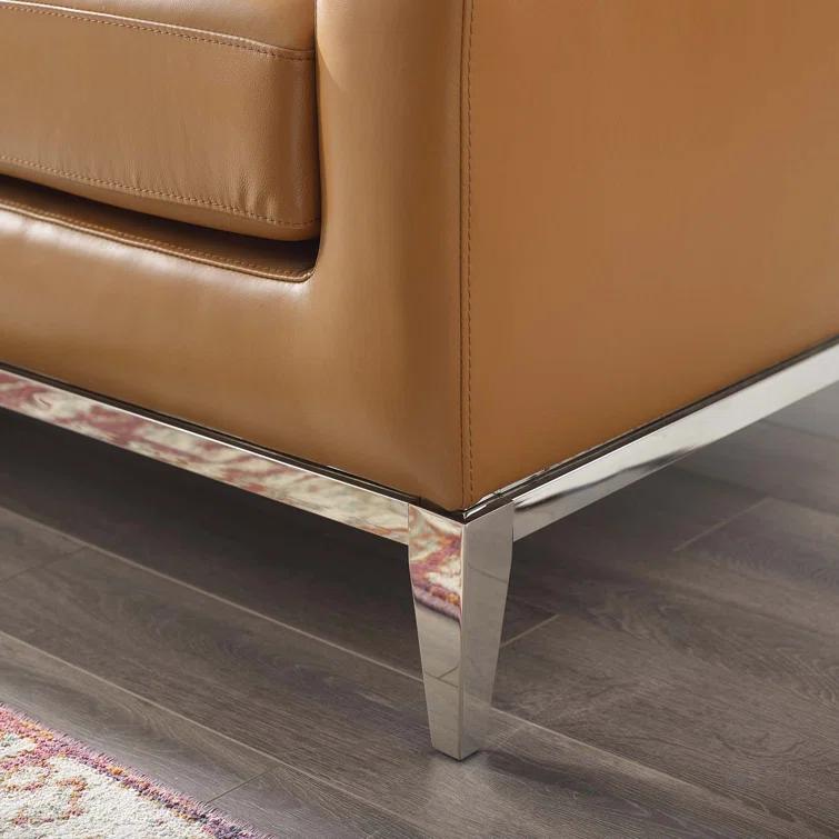 Modway Strick & Bolton Hollebon Stainless Steel/ Leather Loveseat by Modway