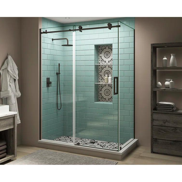 Aston Coraline XL 52" - 56" W x 32" D x 80" H Frameless Rectangle Sliding Shower Enclosure SEN984EZ.UC-NBR-563280-R