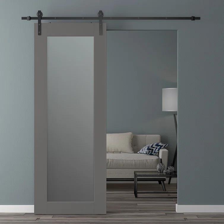Belldinni Avon 207 Solid Manufactured Wood and Glass Paneled Barn Door with Installation Hardware Kit