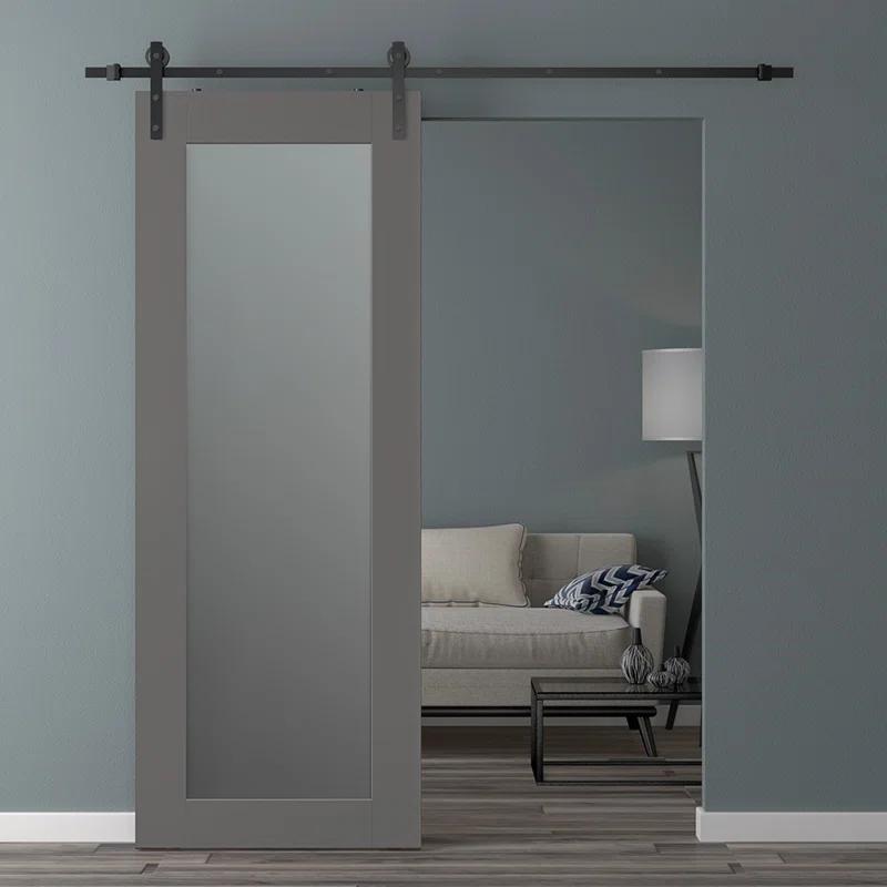 Belldinni Avon 207 Solid Manufactured Wood and Glass Paneled Barn Door with Installation Hardware Kit
