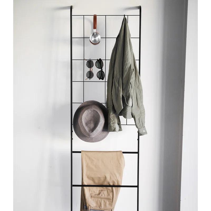 Tower Yamazaki Home Grid-Panel Leaning Ladder, Modern Storage Rack For Bedroom Or Bathroom, Steel