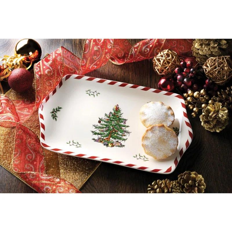 Spode Christmas Tree Peppermint Dessert Tray
