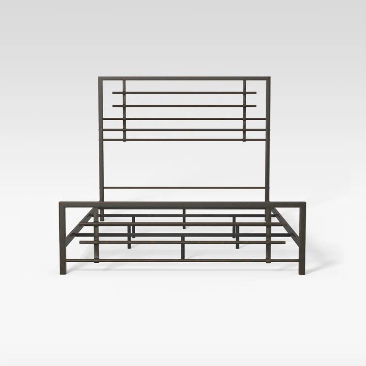 17 Stories Mcintosh Industrial Metal Snap Assembled Bed Frame