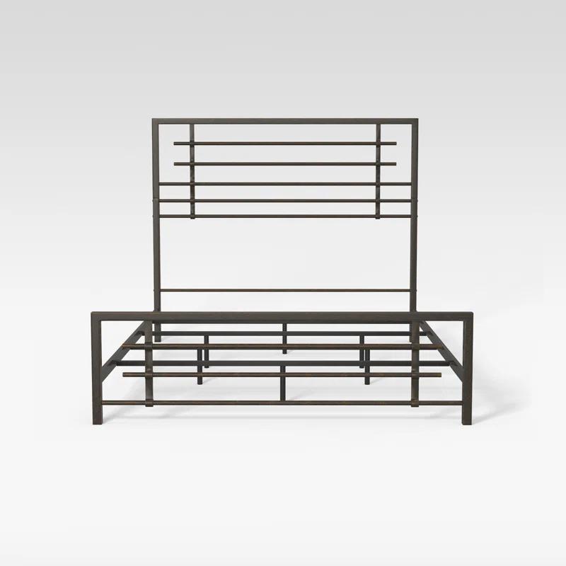 17 Stories Mcintosh Industrial Metal Snap Assembled Bed Frame