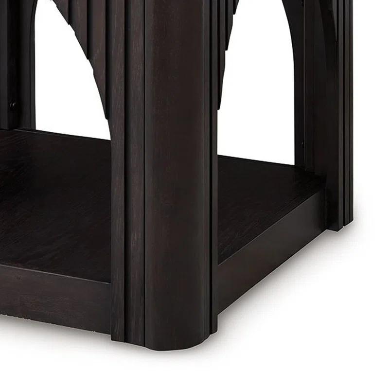 Benjara Yini Square Side End Table, Lattice, Arch Design, 24 Inch Black Wood