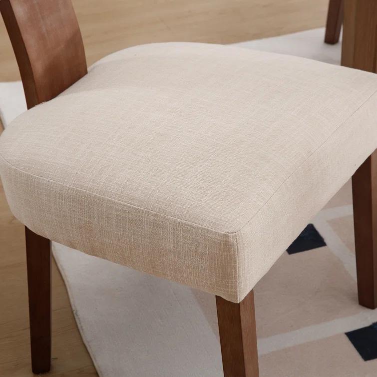 Gracie Oaks Inelda Mid Century Upholstered Dining Chairs Side Chairs Farmhouse Faux Leather Dining Chair with Wood Legs (Set of 2)