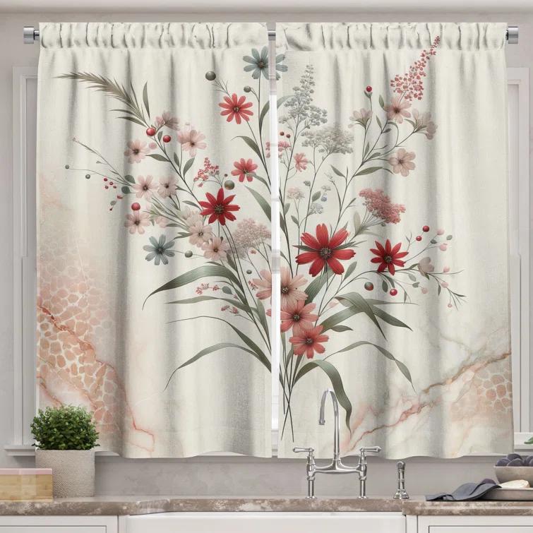 Ambesonne 55'' W Kitchen Curtain (Set of 2)