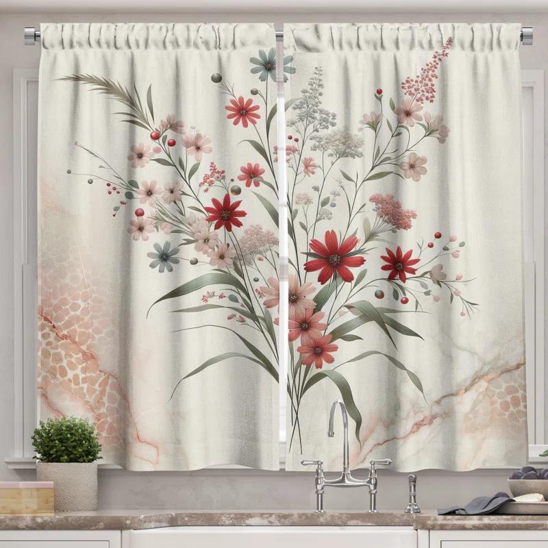 Ambesonne 55'' W Kitchen Curtain (Set of 2)