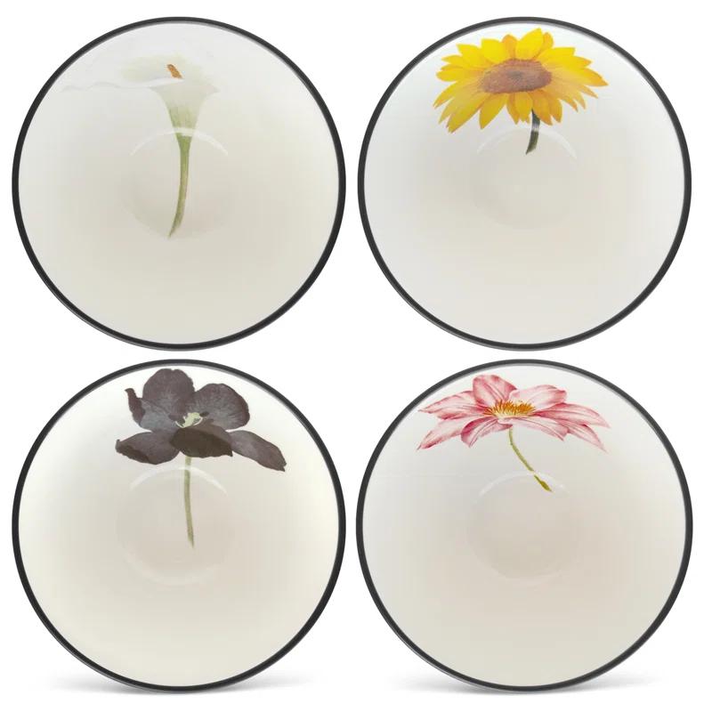 Noritake Noritake Colorwave Graphite 4", 7 oz. Floral Mini Bowls (Set of 4)