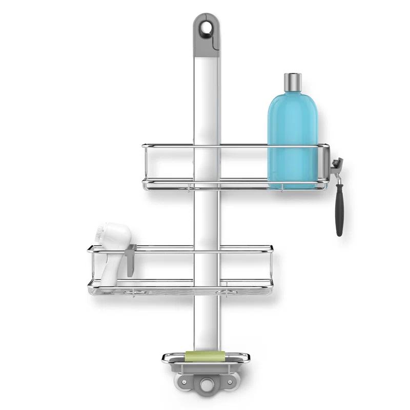Simplehuman Medium Adjustable Shower Caddy, Stainless Steel/Anodized Aluminum Rust-Proof Frame