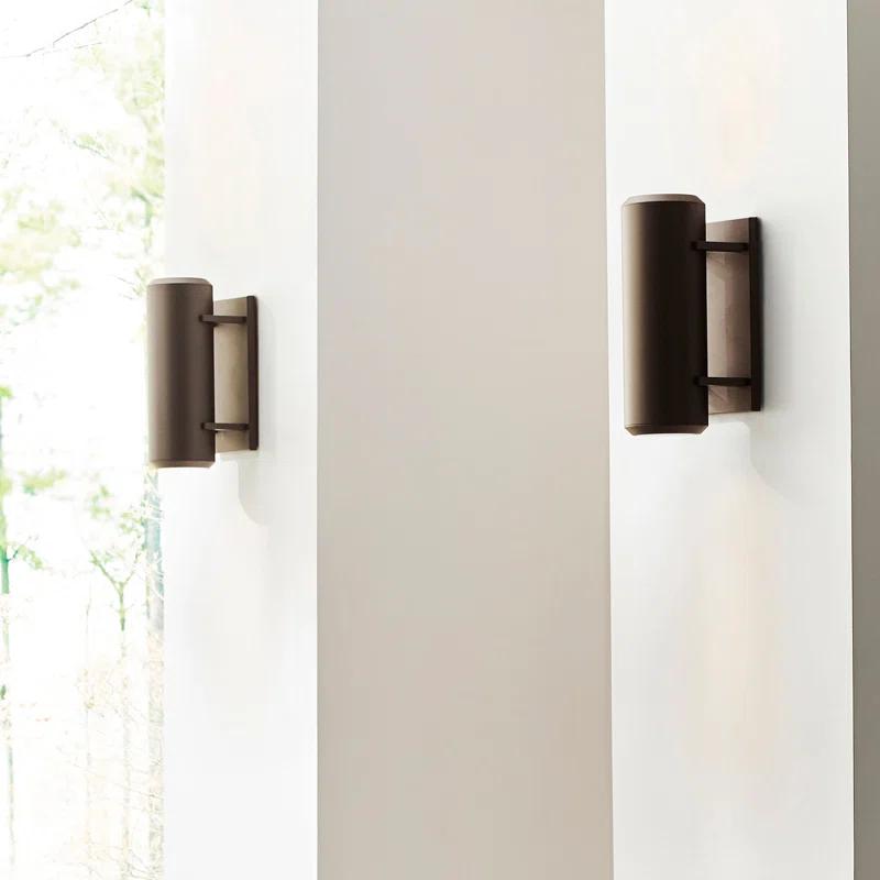 Bronze Cylinder Dual-Light LED Outdoor Wall Sconce