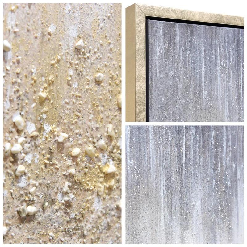 Empire Art Direct Golden Cascade Textured Glitter Hand Painted Framed Canvas Wall Art