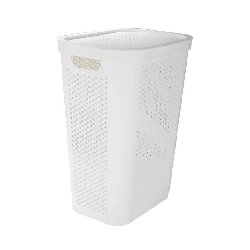 Mind Reader Mind Reader 60L Slim Laundry Hamper, Clothes Basket, Lid, Ventilated, Plastic, 17.25"L x 13.75"W x 23.5"H, 2-Pack