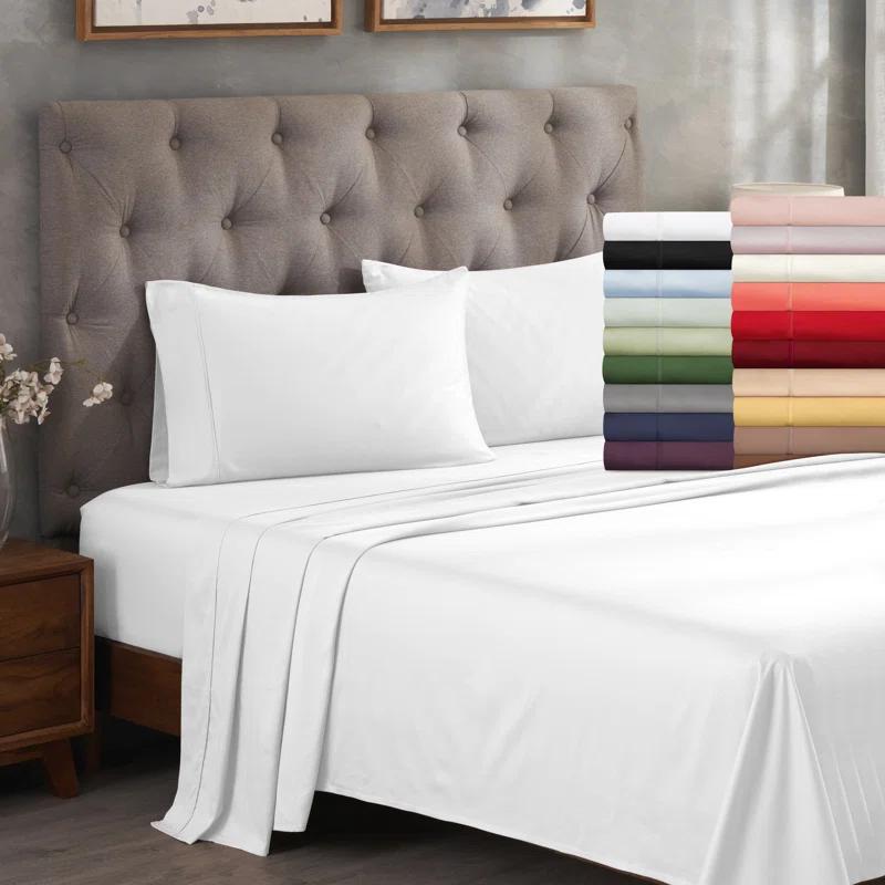 Superior 300 Thread Count Certified Egyptian Cotton Blend Solid Deep Pocket Bed Sheet Set