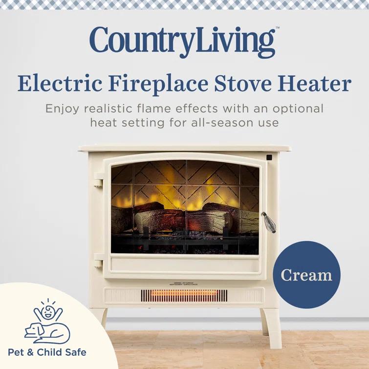 Country Living Smart Infrared Electric Fireplace Stove Heater, Alexa and Google Home Compatible