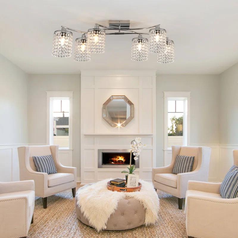 Mercer41 6 - Light 35.03" Dimmable Crystal Flush Mount